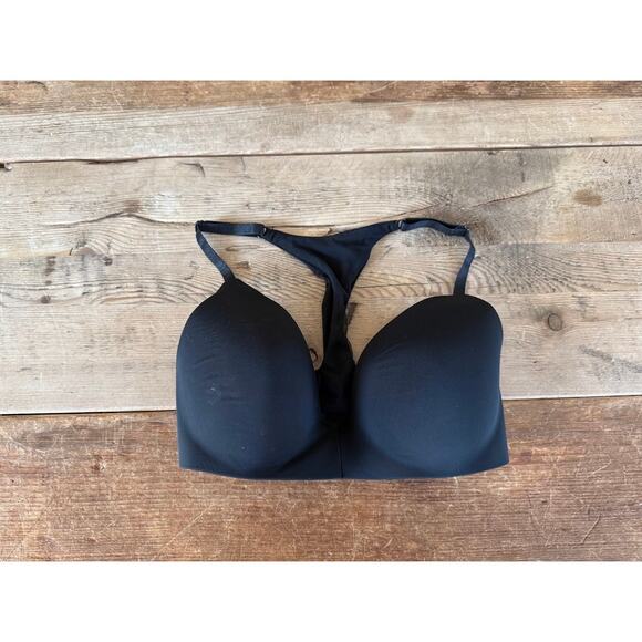 Victoria's Secret Black Front Close 32DD T-Shirt Lined Racerback Wireless Bra - Picture 1 of 2